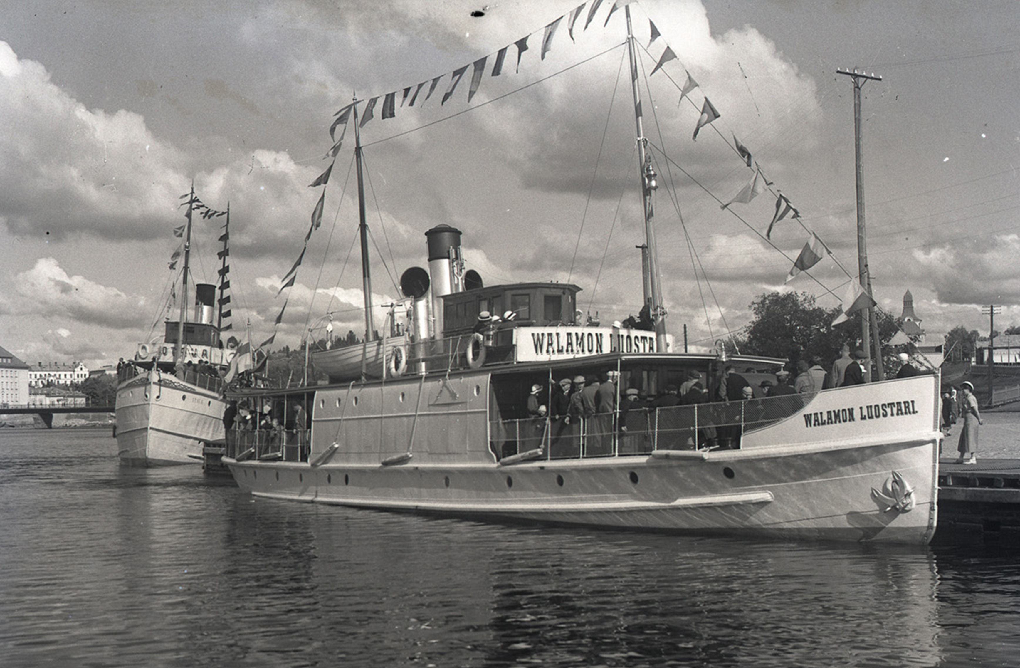 Historical photo of the steamer Valamon Luostari. (Source: Gaidukova Ya.A. / valamo.ru / CC BY-NC-SA 4.0)