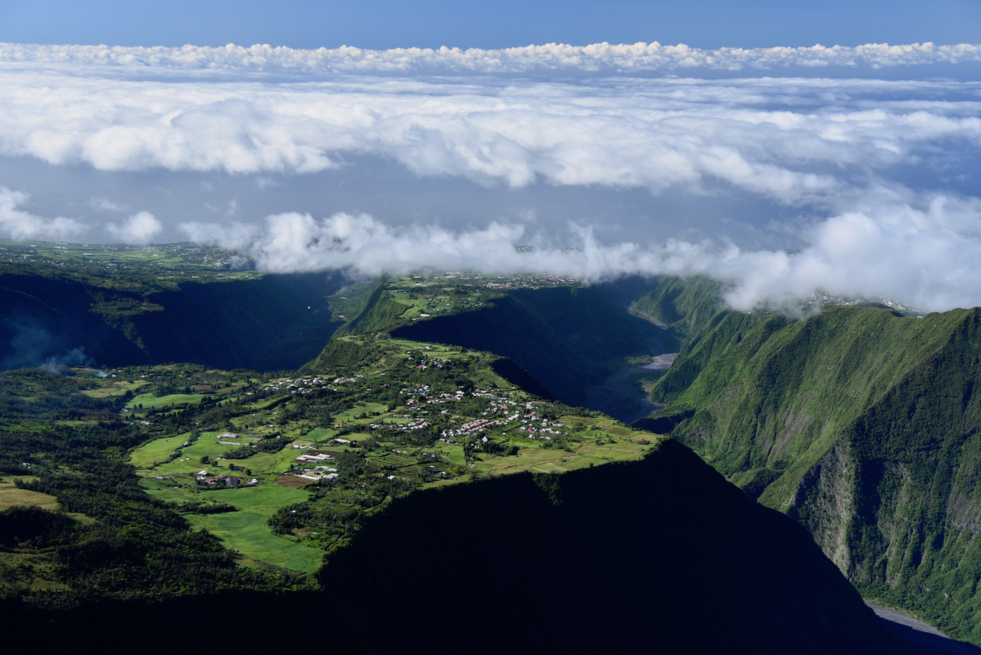 Views from the flight. Rising up from the east, over the river, towards “The Volcano” 